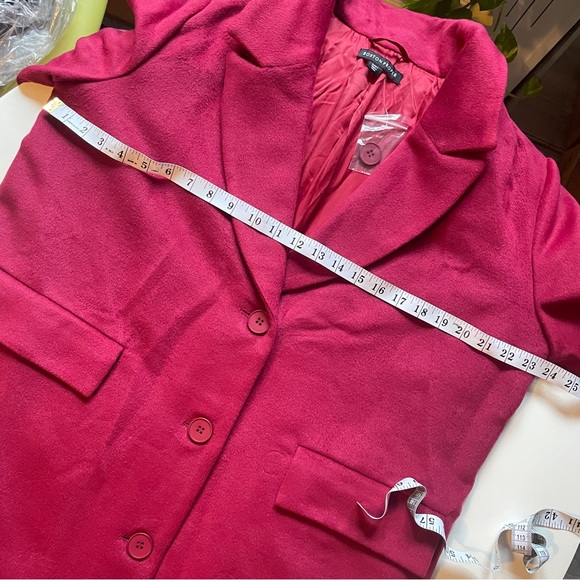 BOSTON PROPER Long Faux Wool Lined Topper Coat in Beet Red - Picture 9 of 9